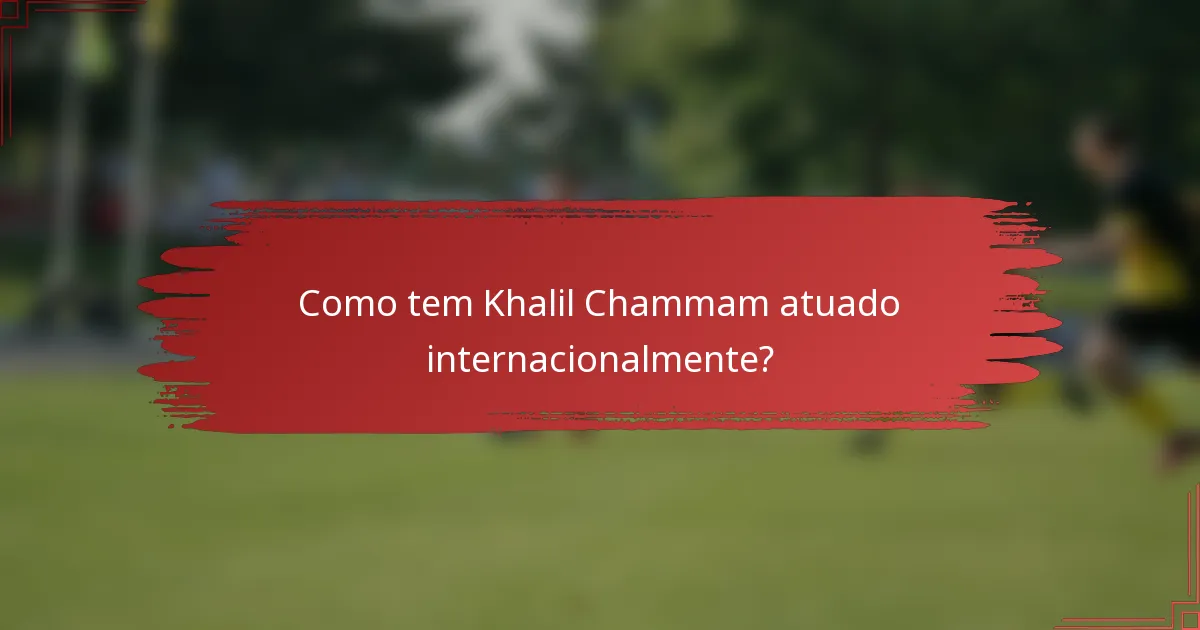 Como tem Khalil Chammam atuado internacionalmente?