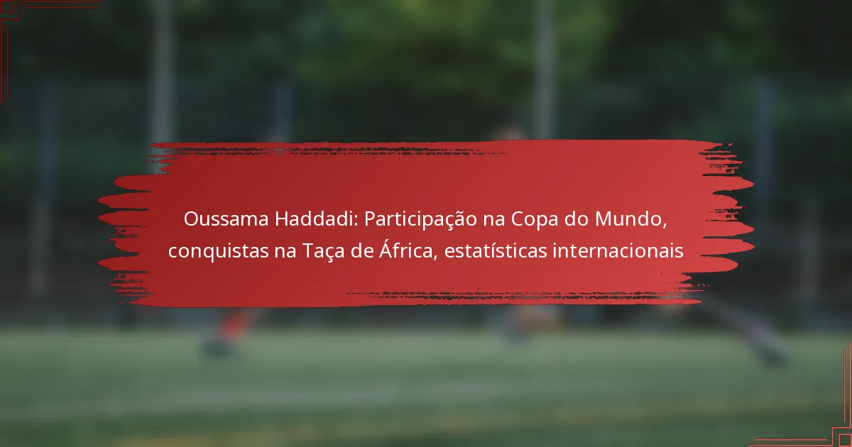 Oussama Haddadi: Participação na Copa do Mundo, conquistas na Taça de África, estatísticas internacionais