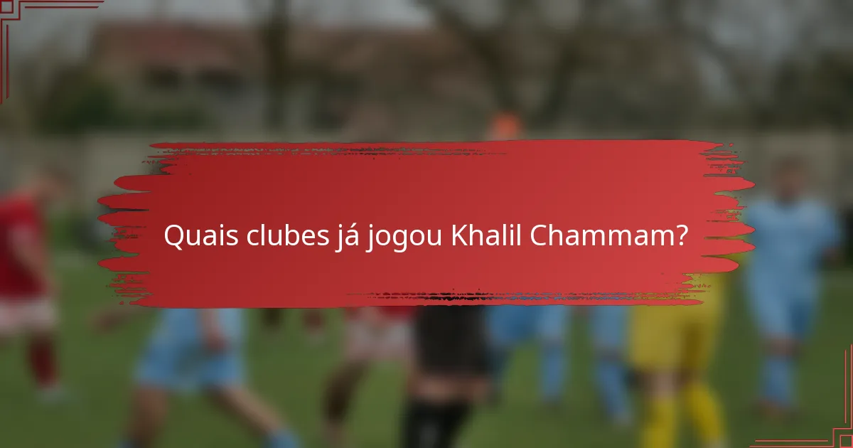 Quais clubes já jogou Khalil Chammam?