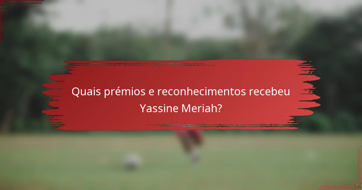 Quais prémios e reconhecimentos recebeu Yassine Meriah?